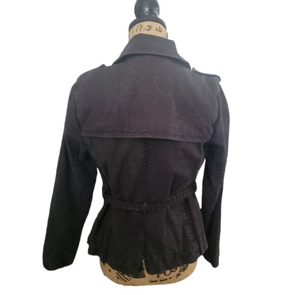 New Small Chaser distressed black button-front jacket with a belted waist - Picture 4 of 6